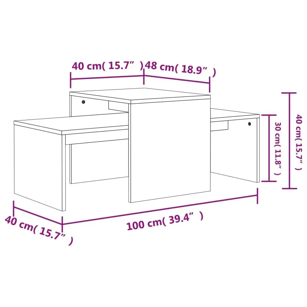 Coffee Table Set Sonoma Oak 100x48x40 cm Engineered Wood 802915