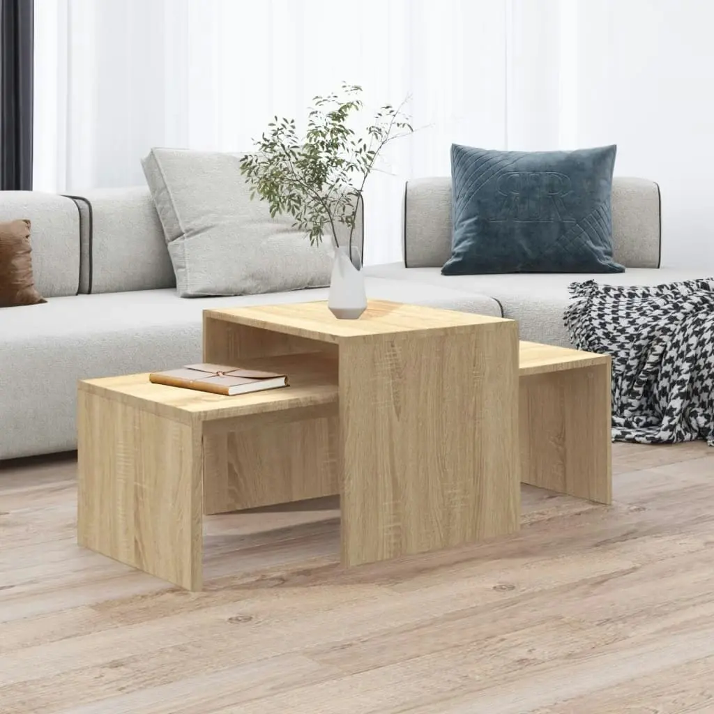 Coffee Table Set Sonoma Oak 100x48x40 cm Engineered Wood 802915