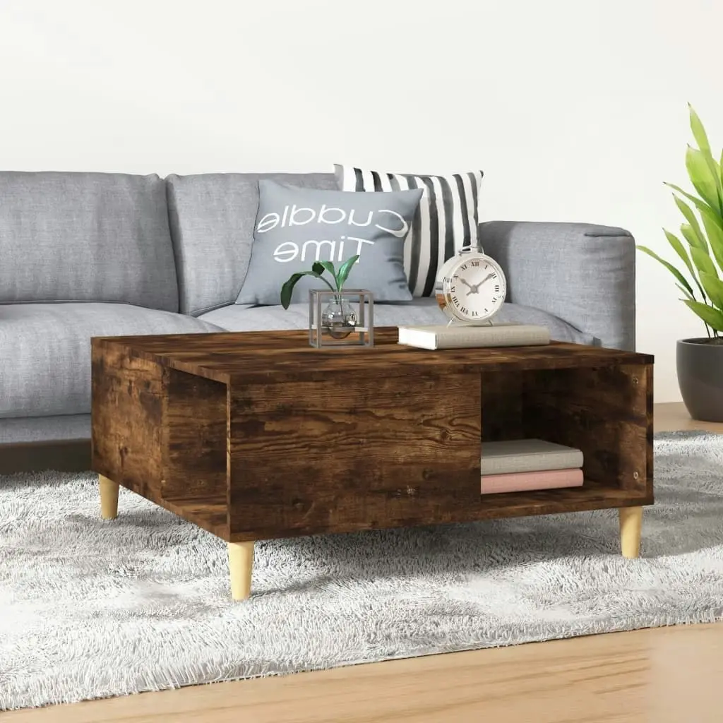 Coffee Table Smoked Oak 80x80x36.5 cm Engineered Wood 821097