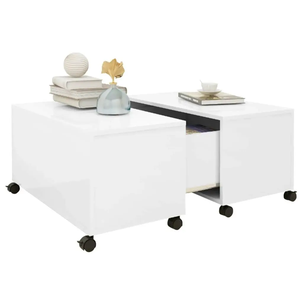 Coffee Table High Gloss White 75x75x38 cm Engineered Wood 806873