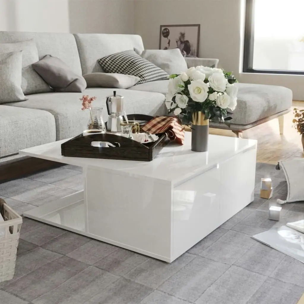 Coffee Table High Gloss White 80x80x31 cm Engineered Wood 806882