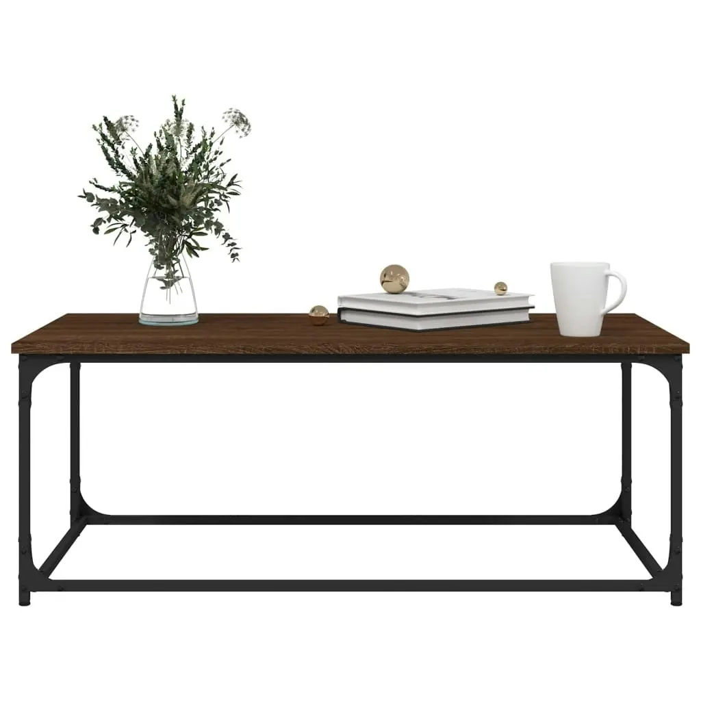 Coffee Table Brown Oak 102x50x40 cm Engineered Wood and Iron 823301