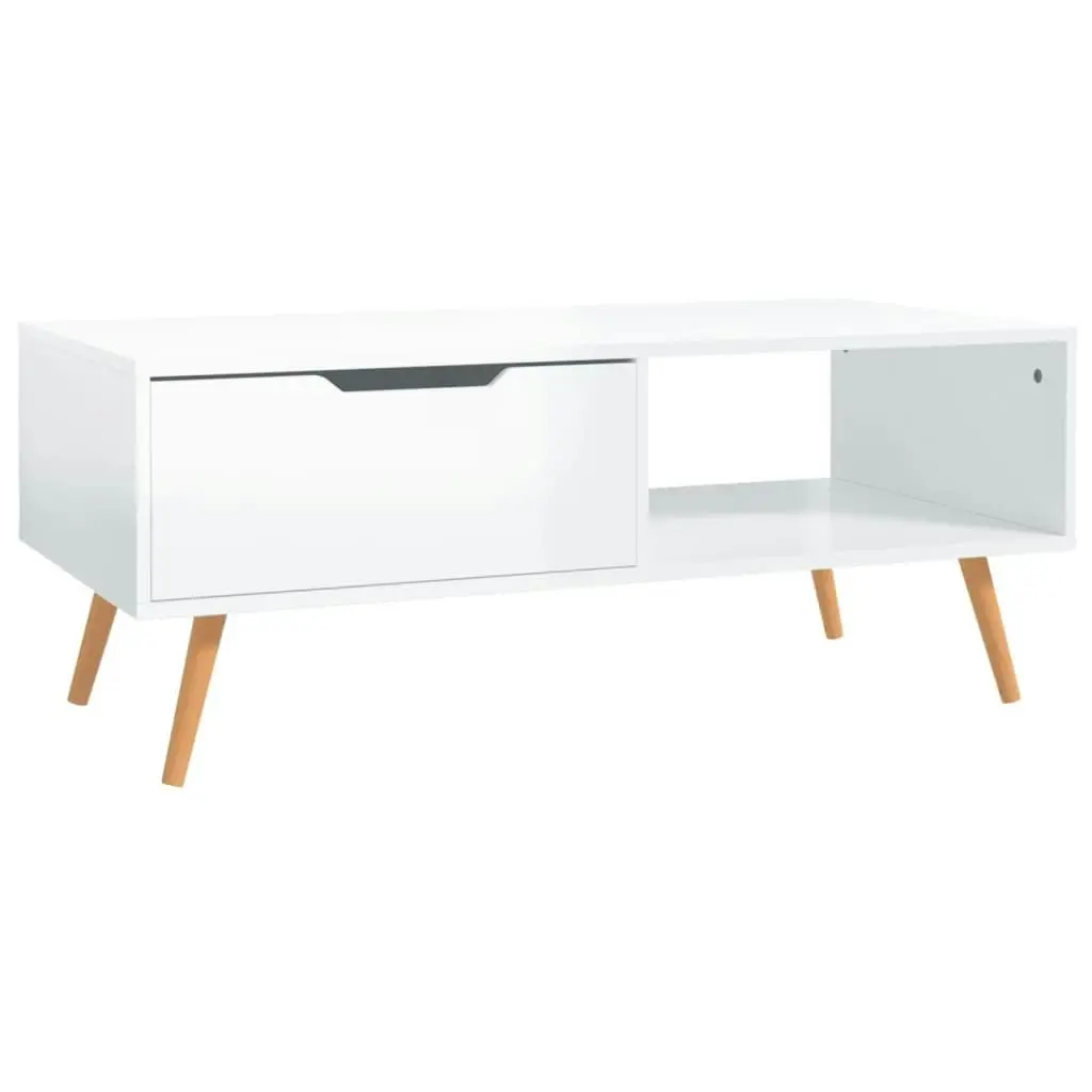 Coffee Table High Gloss White 100x49.5x43 cm Engineered Wood 326792