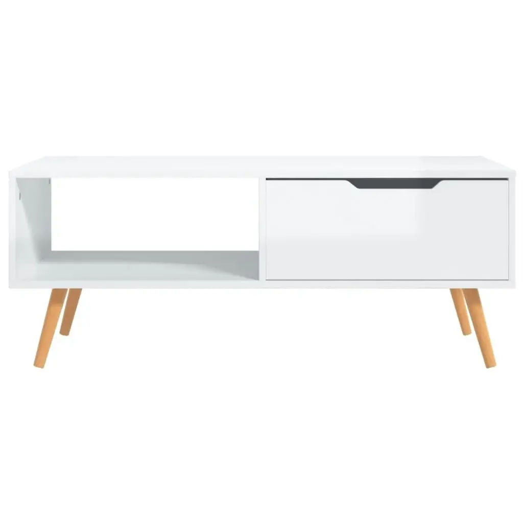 Coffee Table High Gloss White 100x49.5x43 cm Engineered Wood 326792