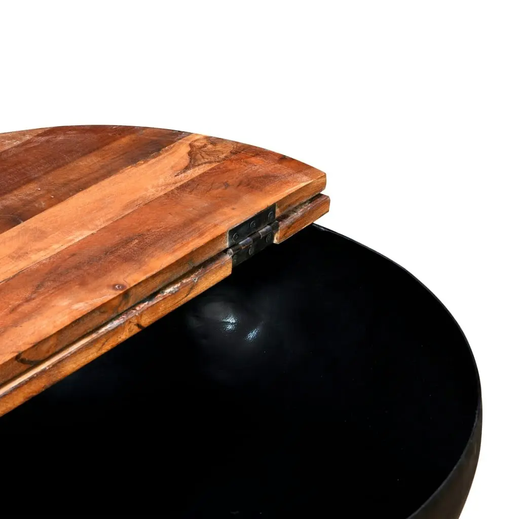 Coffee Table Set 2 Pieces Solid Reclaimed Wood Black Bowl Shape 245257