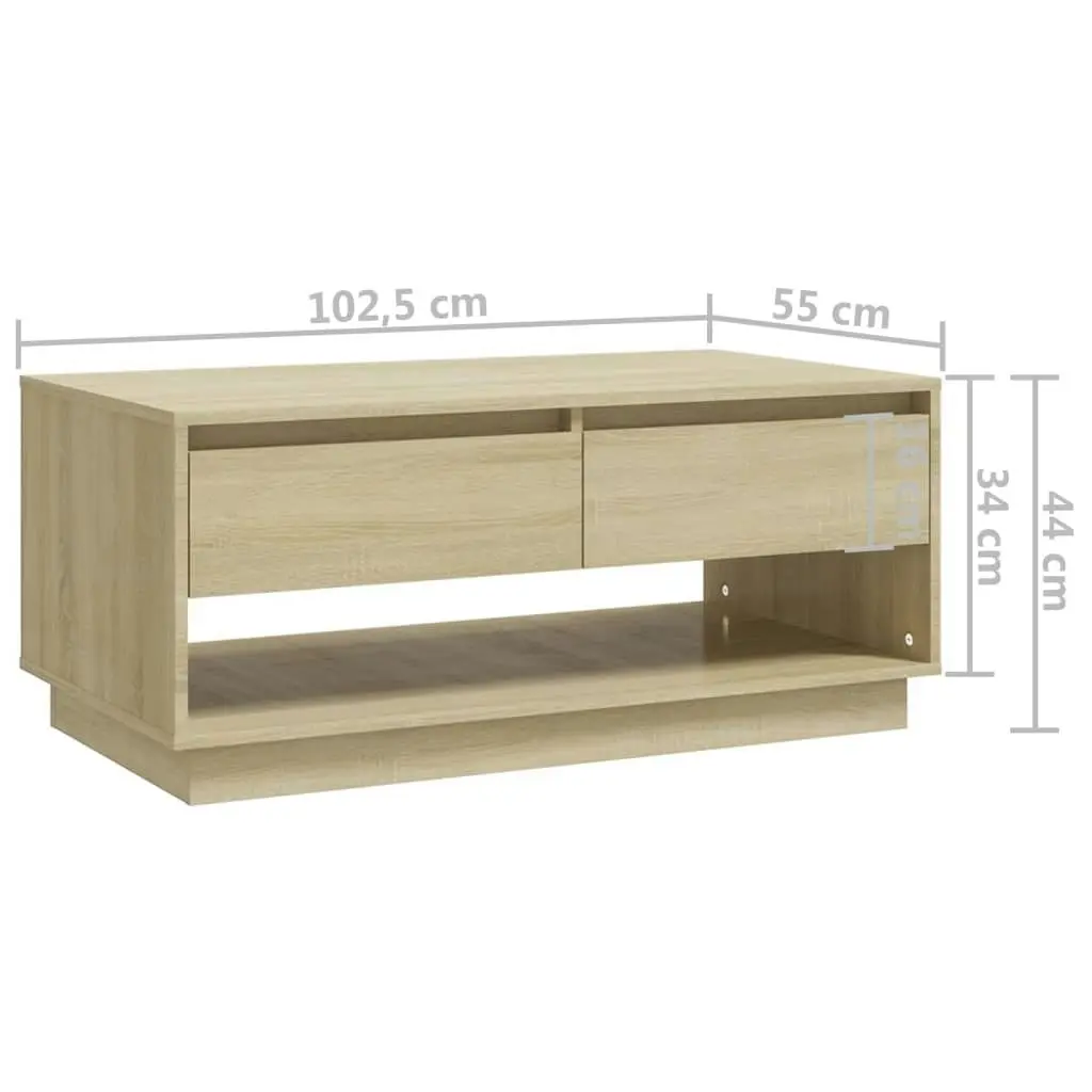 Coffee Table Sonoma Oak 102.5x55x44 cm Engineered Wood 809506