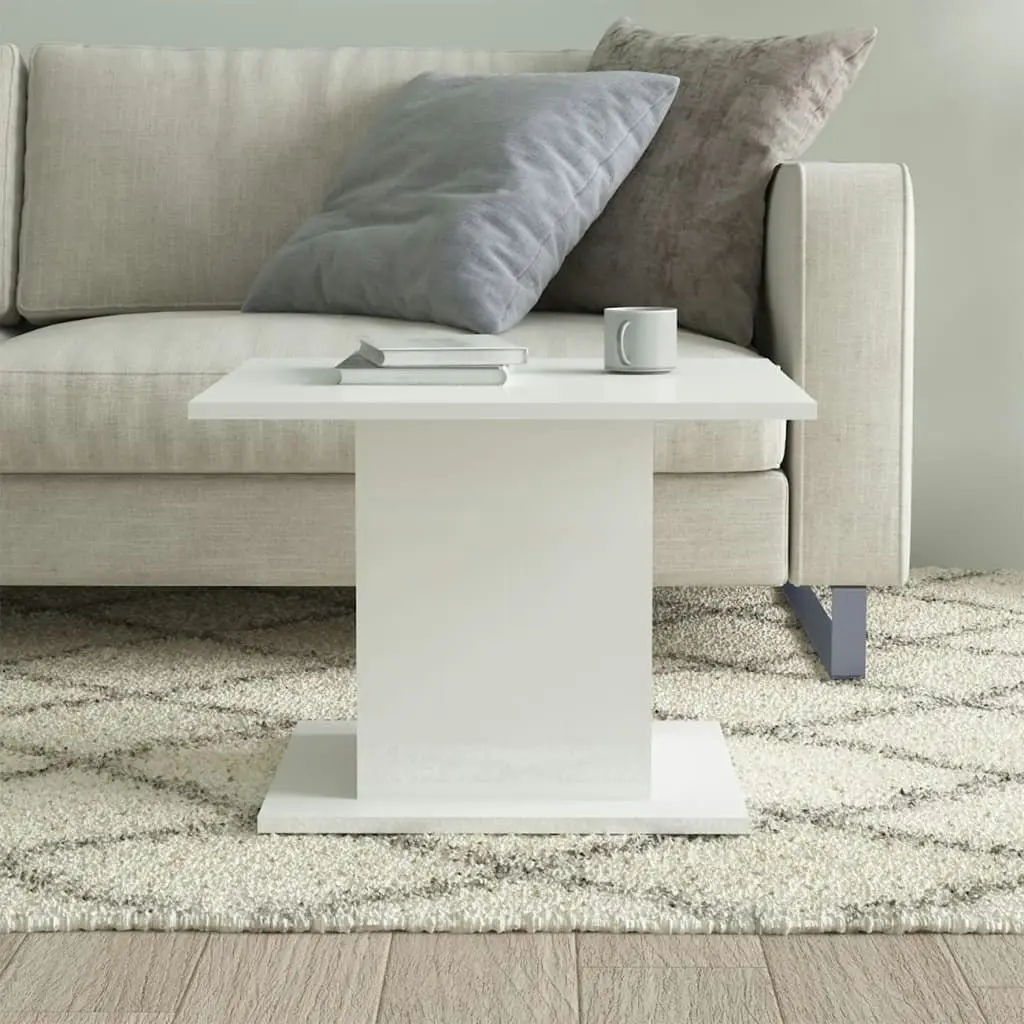 Coffee Table High Gloss White 55.5x55.5x40 cm Engineered Wood 810322