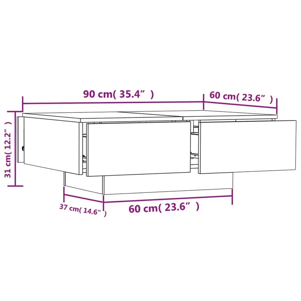 Coffee Table Concrete Grey 90x60x31 cm Engineered Wood 804179