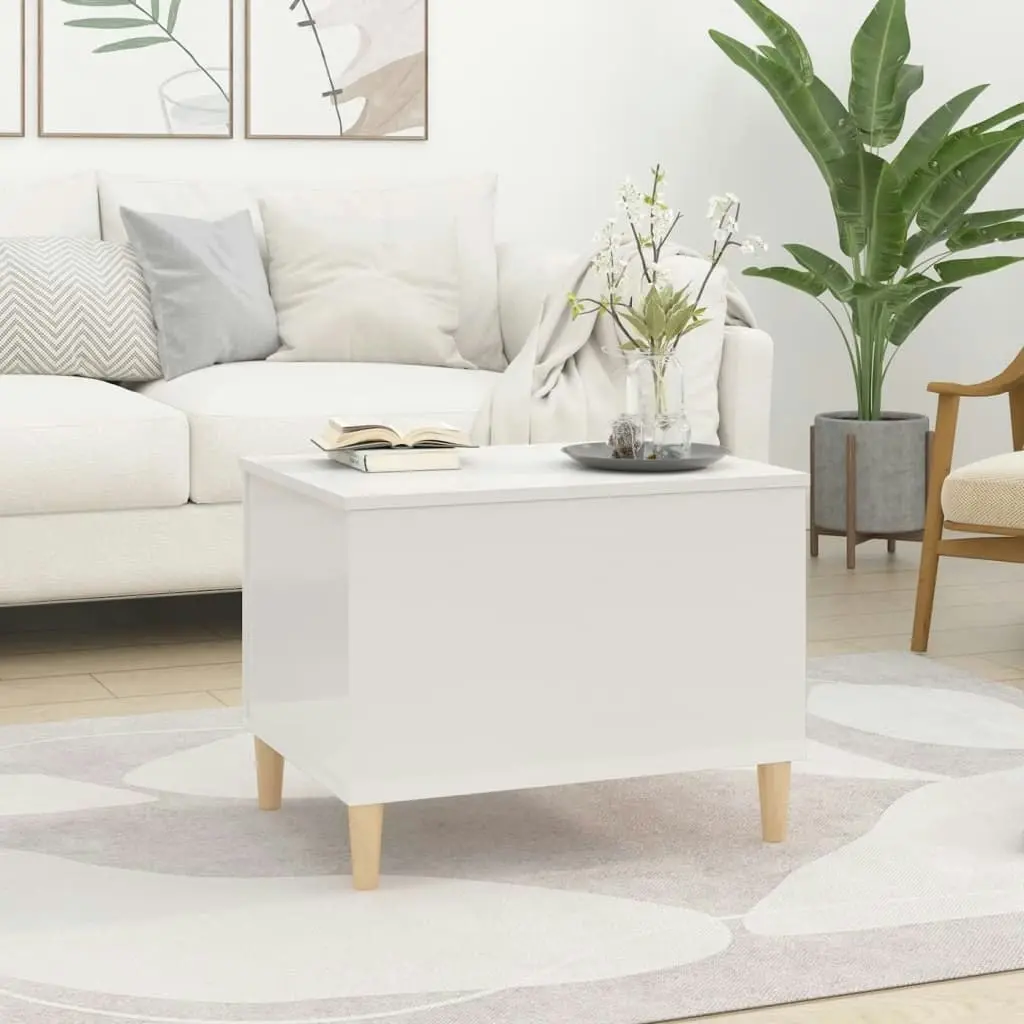 Coffee Table High Gloss White 60x44.5x45 cm Engineered Wood 819566