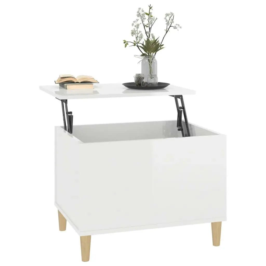 Coffee Table High Gloss White 60x44.5x45 cm Engineered Wood 819566