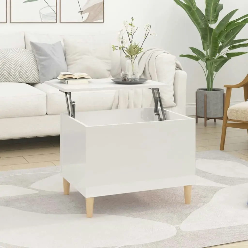 Coffee Table High Gloss White 60x44.5x45 cm Engineered Wood 819566