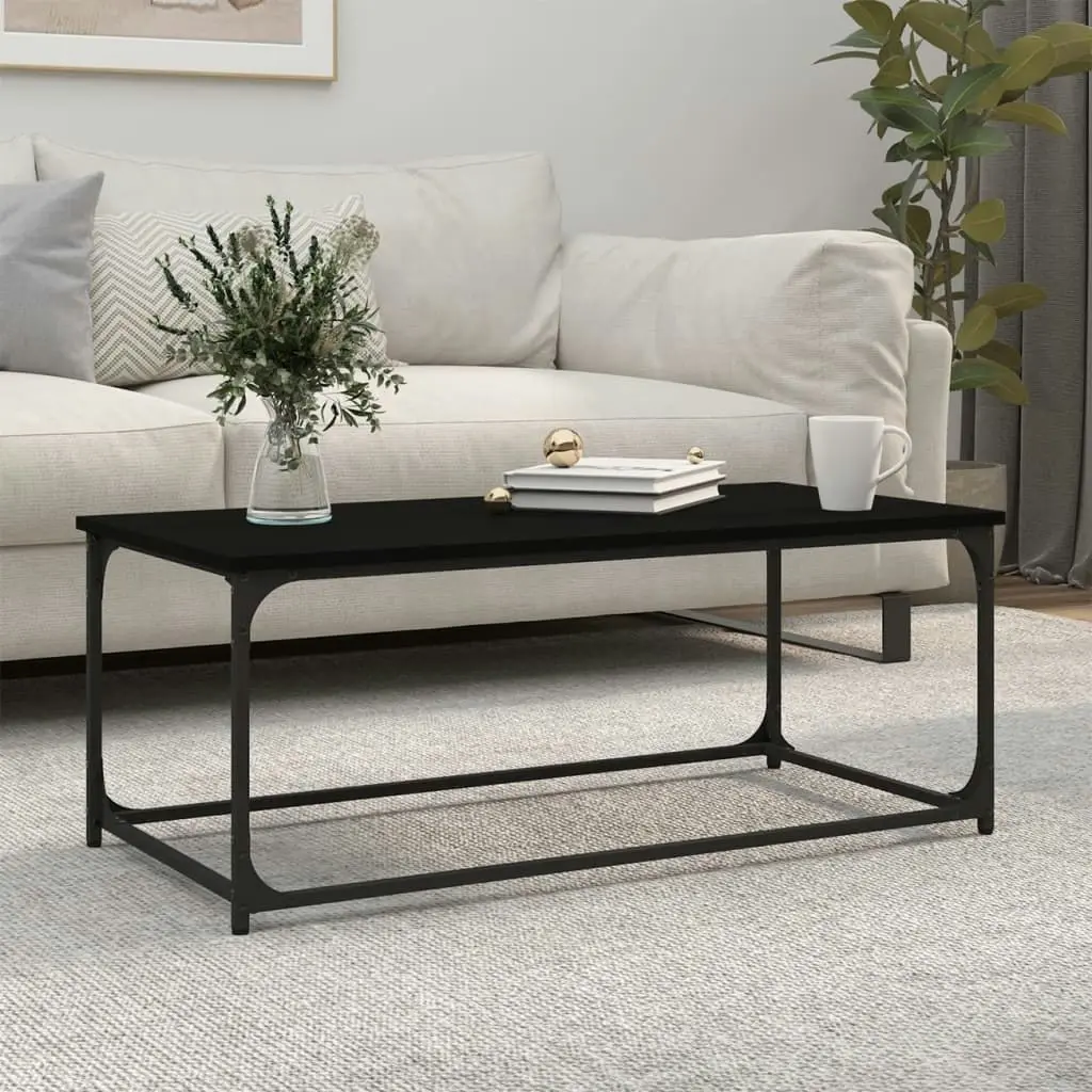 Coffee Table Black 102x50x40 cm Engineered Wood and Iron 823297