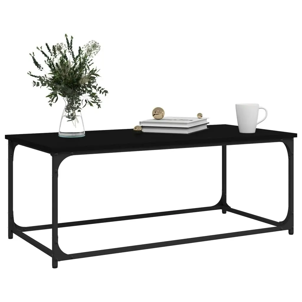 Coffee Table Black 102x50x40 cm Engineered Wood and Iron 823297