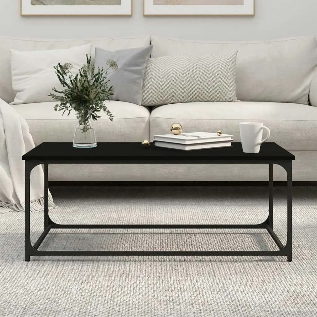 Coffee Table Black 102x50x40 cm Engineered Wood and Iron 823297