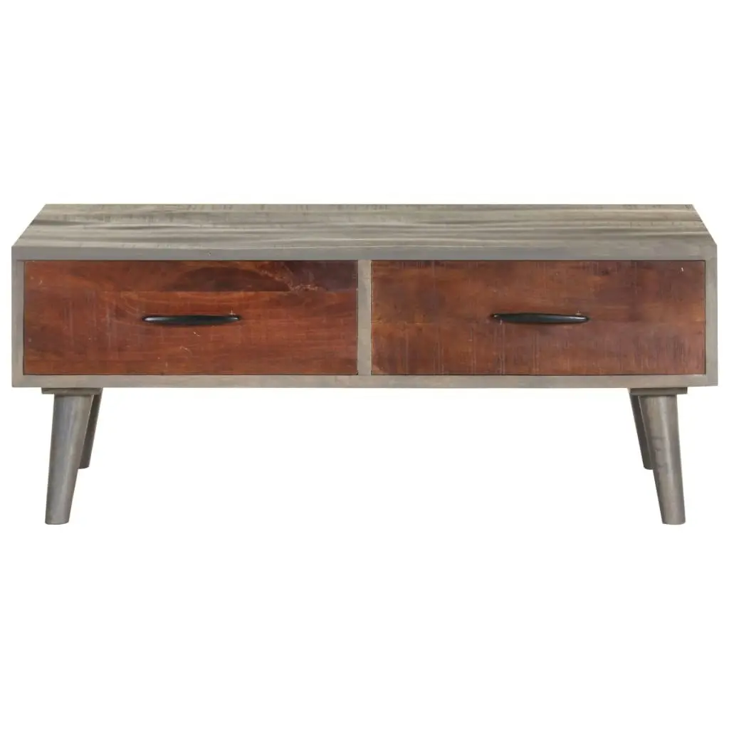 Coffee Table Grey 100x60x40 cm Solid Rough Mango Wood 321808