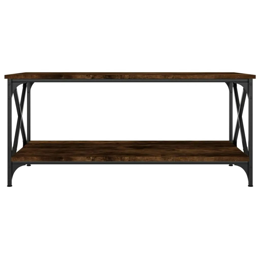 Coffee Table Smoked Oak 100x50x45 cm Engineered Wood and Iron 823309