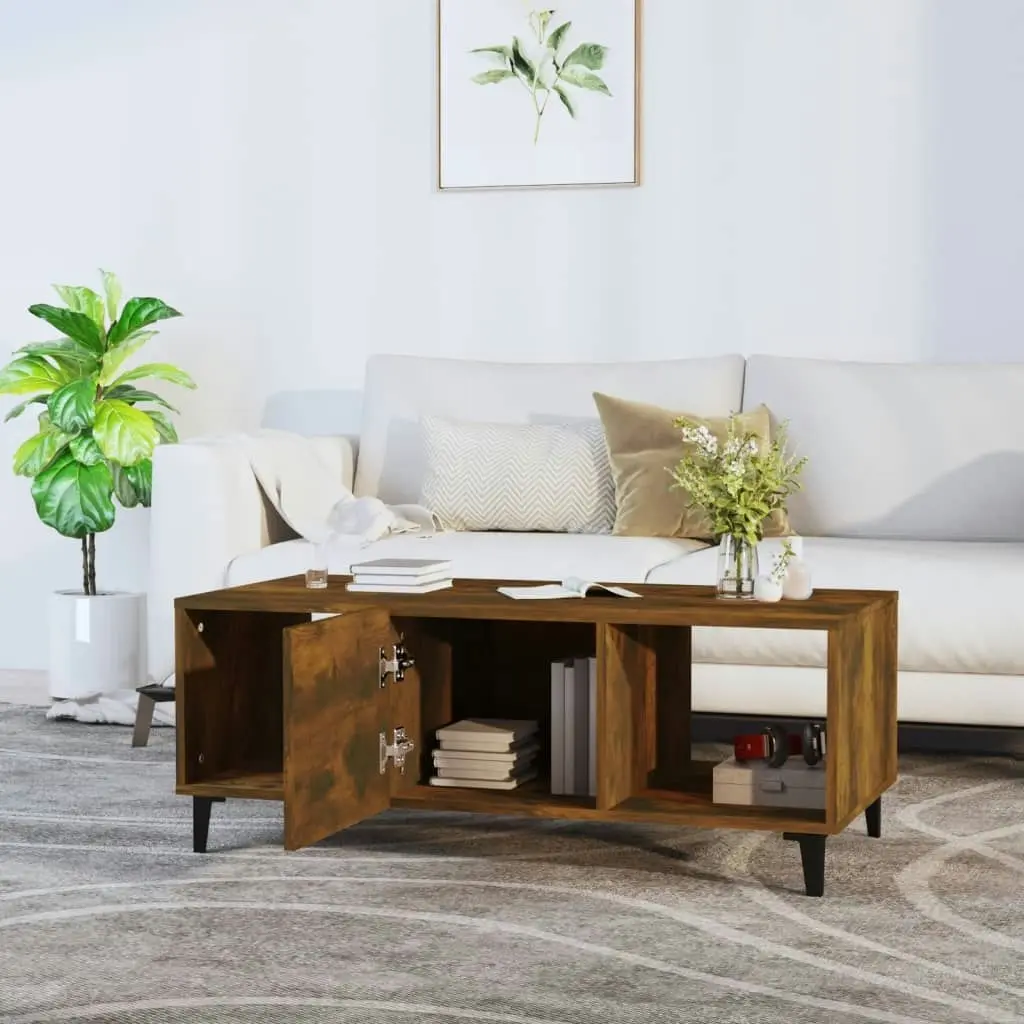 Coffee Table Smoked Oak 102x50x40 cm Engineered Wood 817528