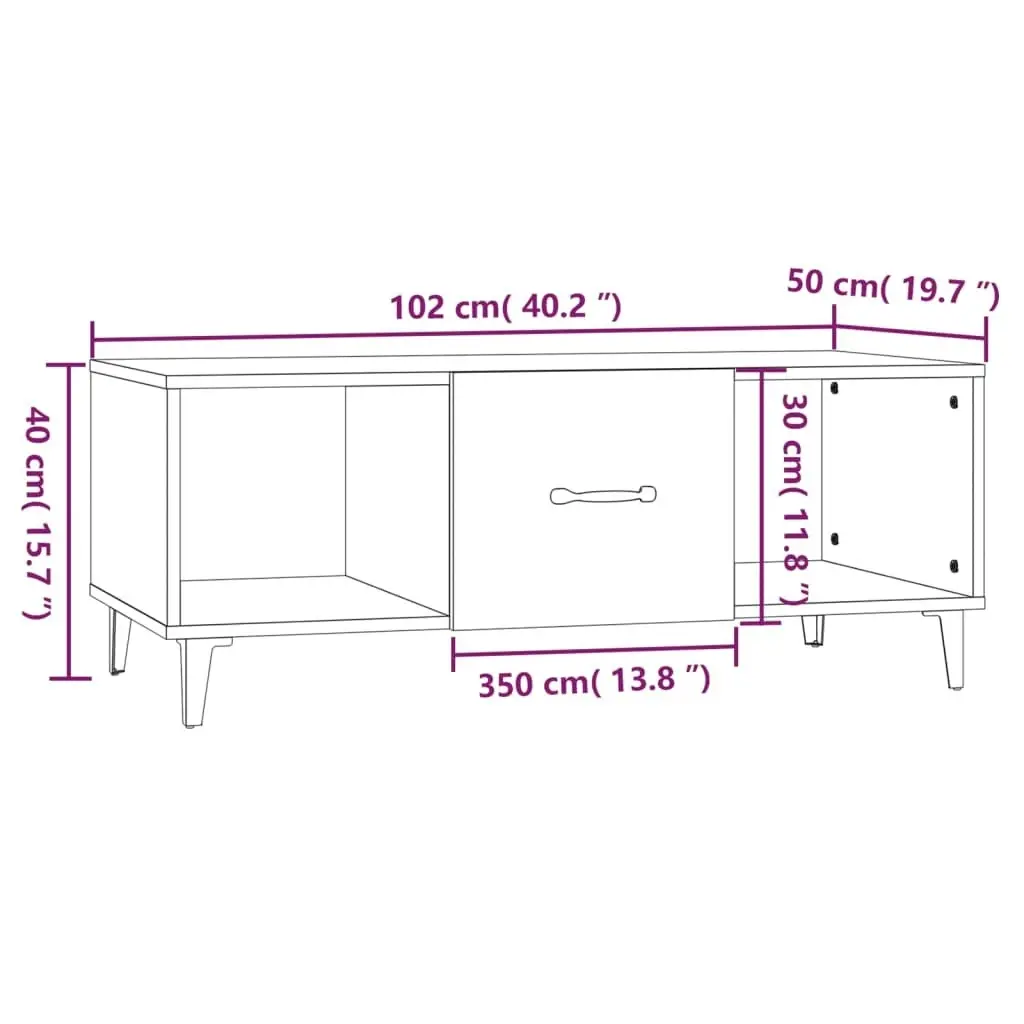 Coffee Table Smoked Oak 102x50x40 cm Engineered Wood 817528