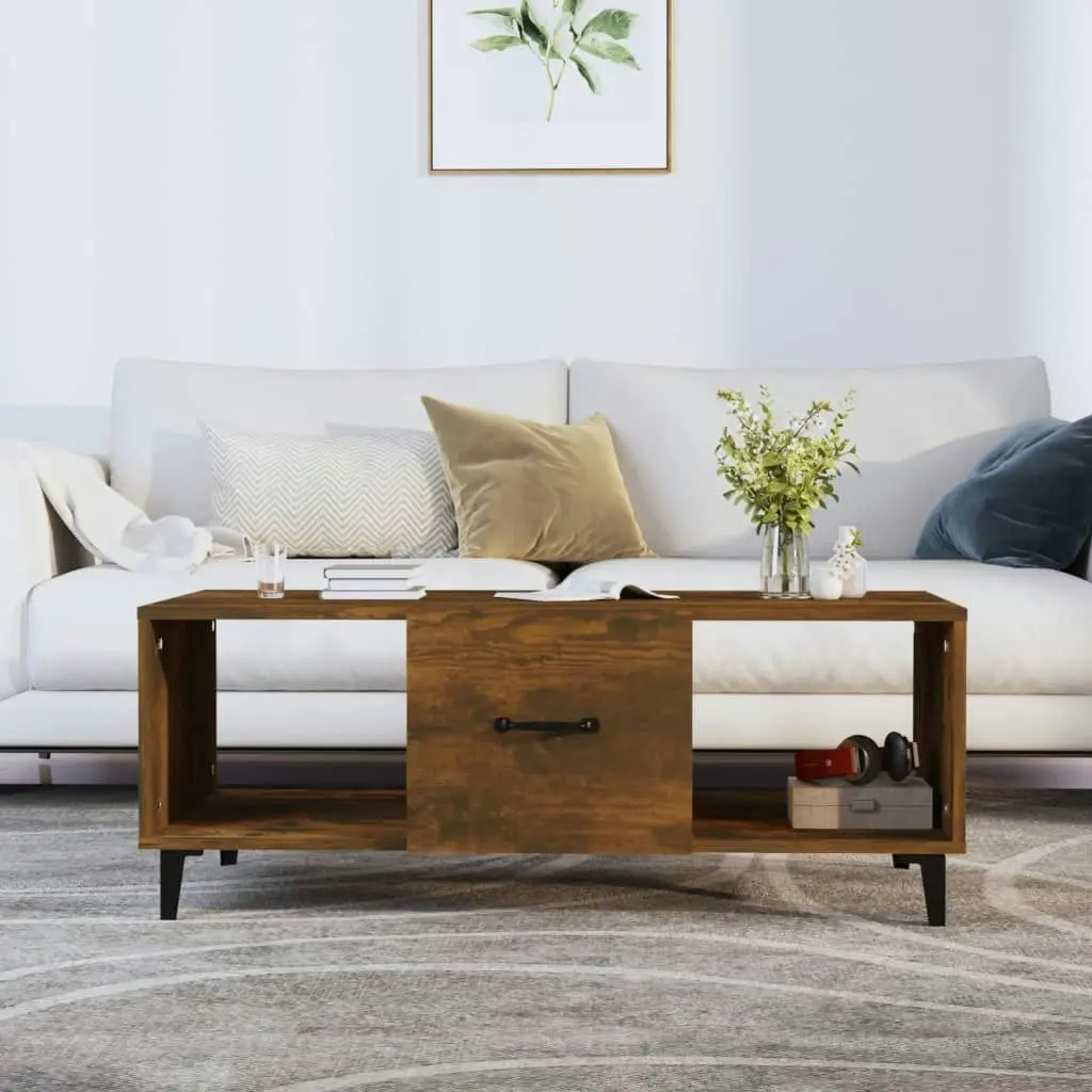 Coffee Table Smoked Oak 102x50x40 cm Engineered Wood 817528