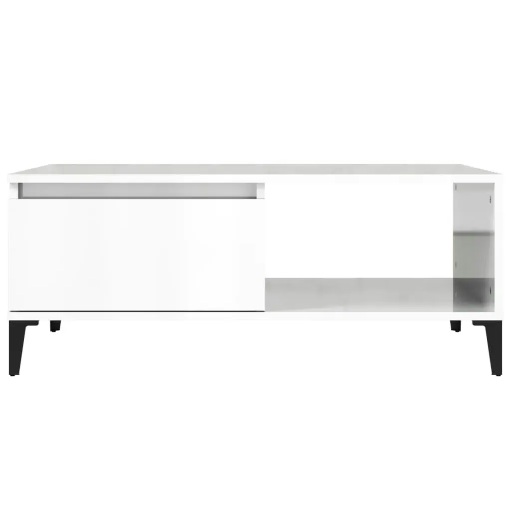 Coffee Table High Gloss White 90x50x36.5 cm Engineered Wood 821054