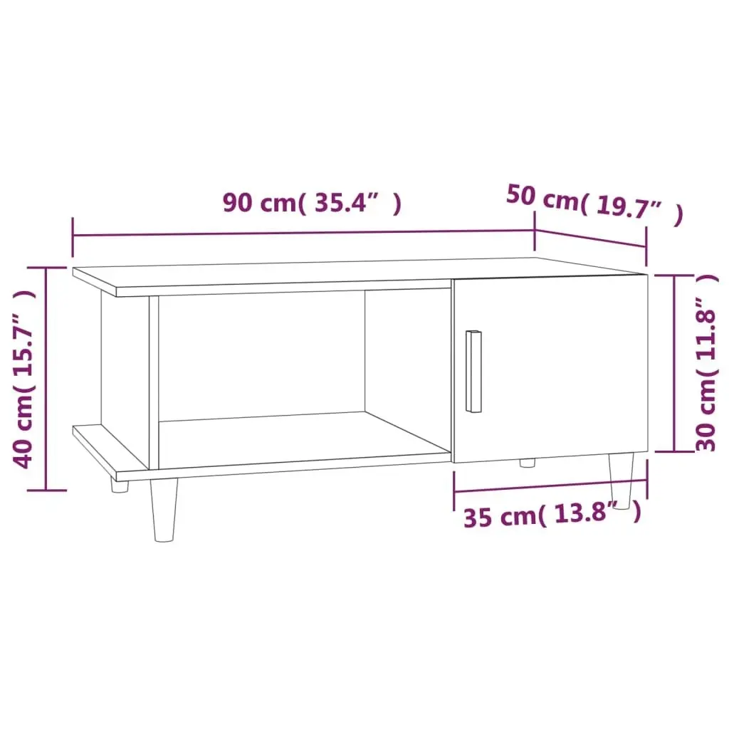 Coffee Table Smoked Oak 90x50x40 cm Engineered Wood 817543