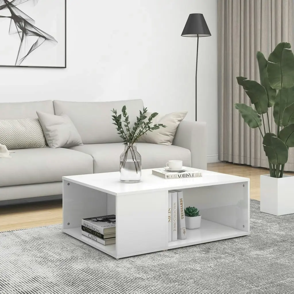 Coffee Table High Gloss White 90x67x33 cm Engineered Wood 806909