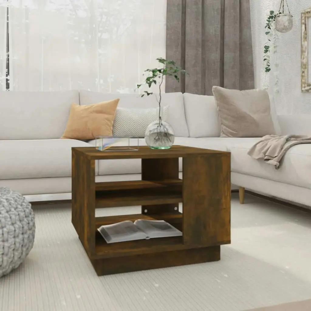 Coffee Table Smoked Oak 55x55x43 cm Engineered Wood 813086