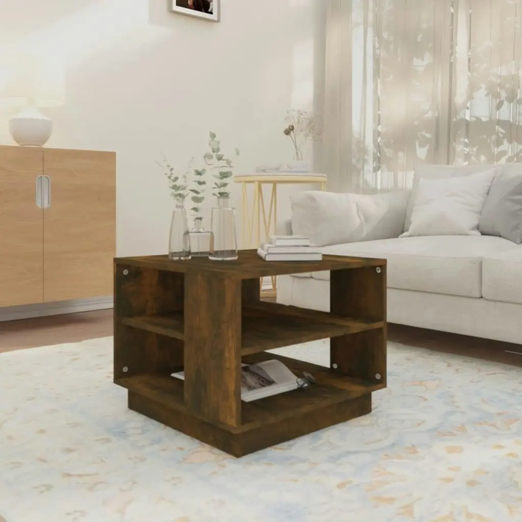 Coffee Table Smoked Oak 55x55x43 cm Engineered Wood 813086