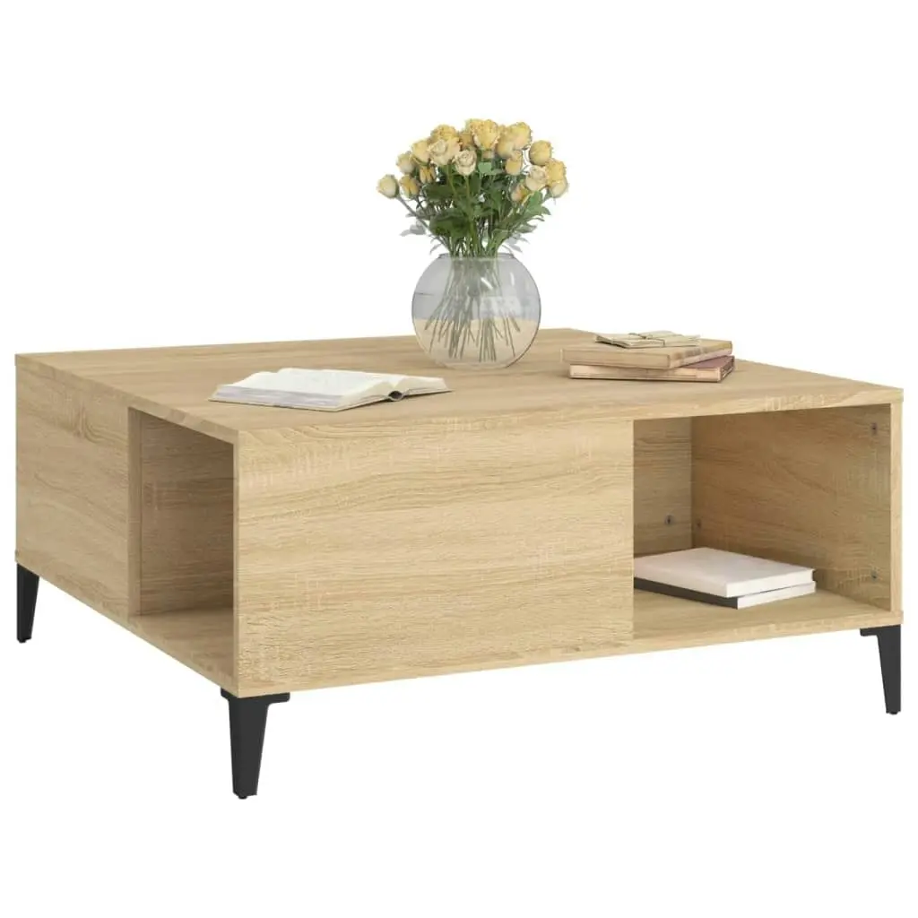 Coffee Table Sonoma Oak 80x80x36.5 cm Engineered Wood 821103