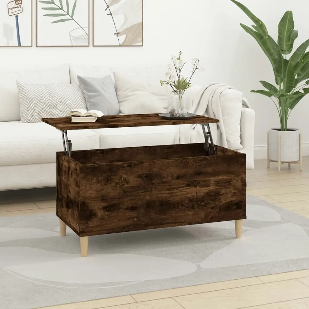 Coffee Table Smoked Oak 90x44.5x45 cm Engineered Wood 819585