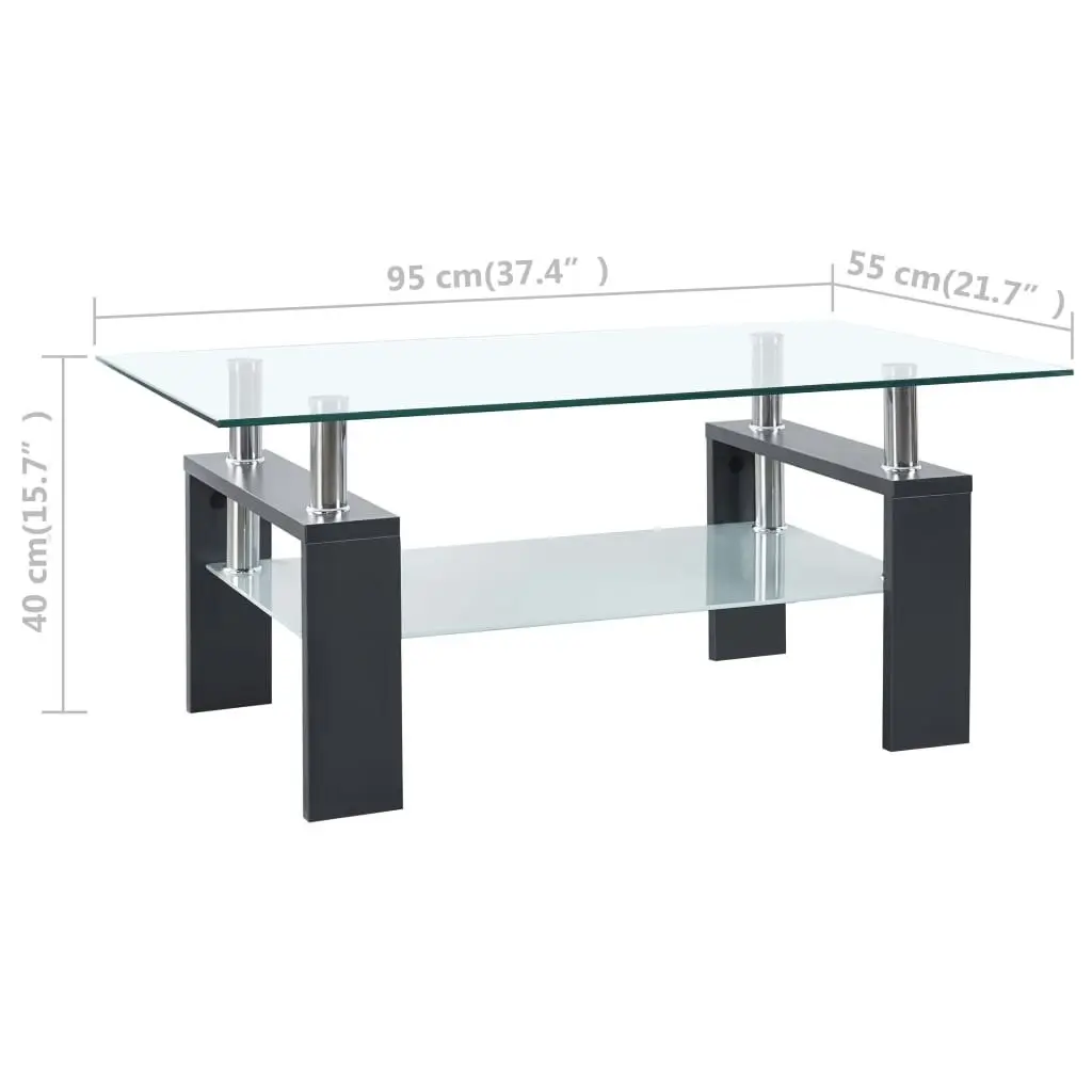 Coffee Table Grey and Transparent 95x55x40 cm Tempered Glass 330305