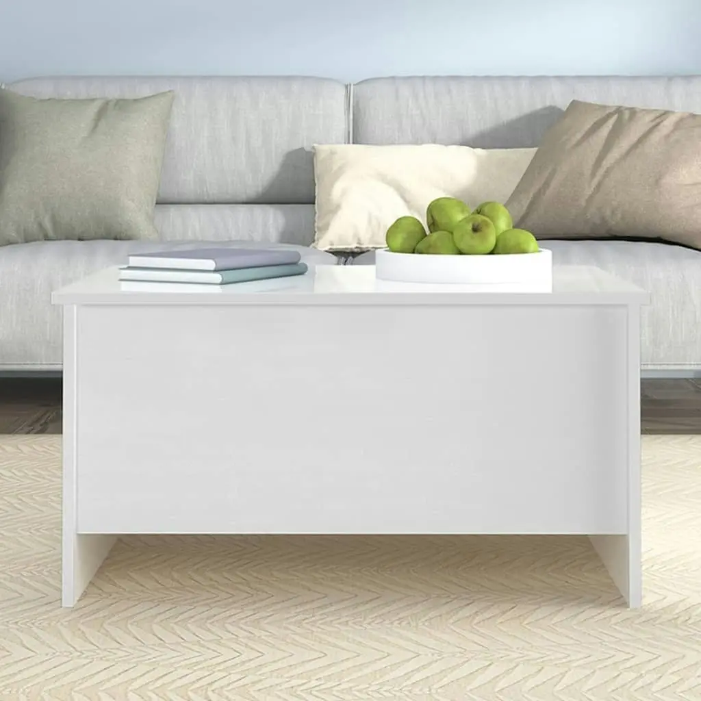 Coffee Table High Gloss White 80x55.5x41.5 cm Engineered Wood 809680