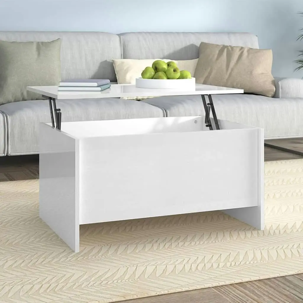 Coffee Table High Gloss White 80x55.5x41.5 cm Engineered Wood 809680