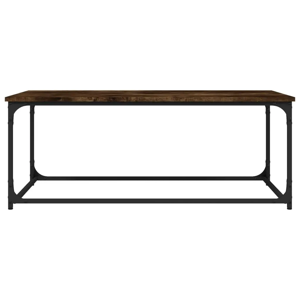 Coffee Table Smoked Oak 102x50x40 cm Engineered Wood and Iron 823299