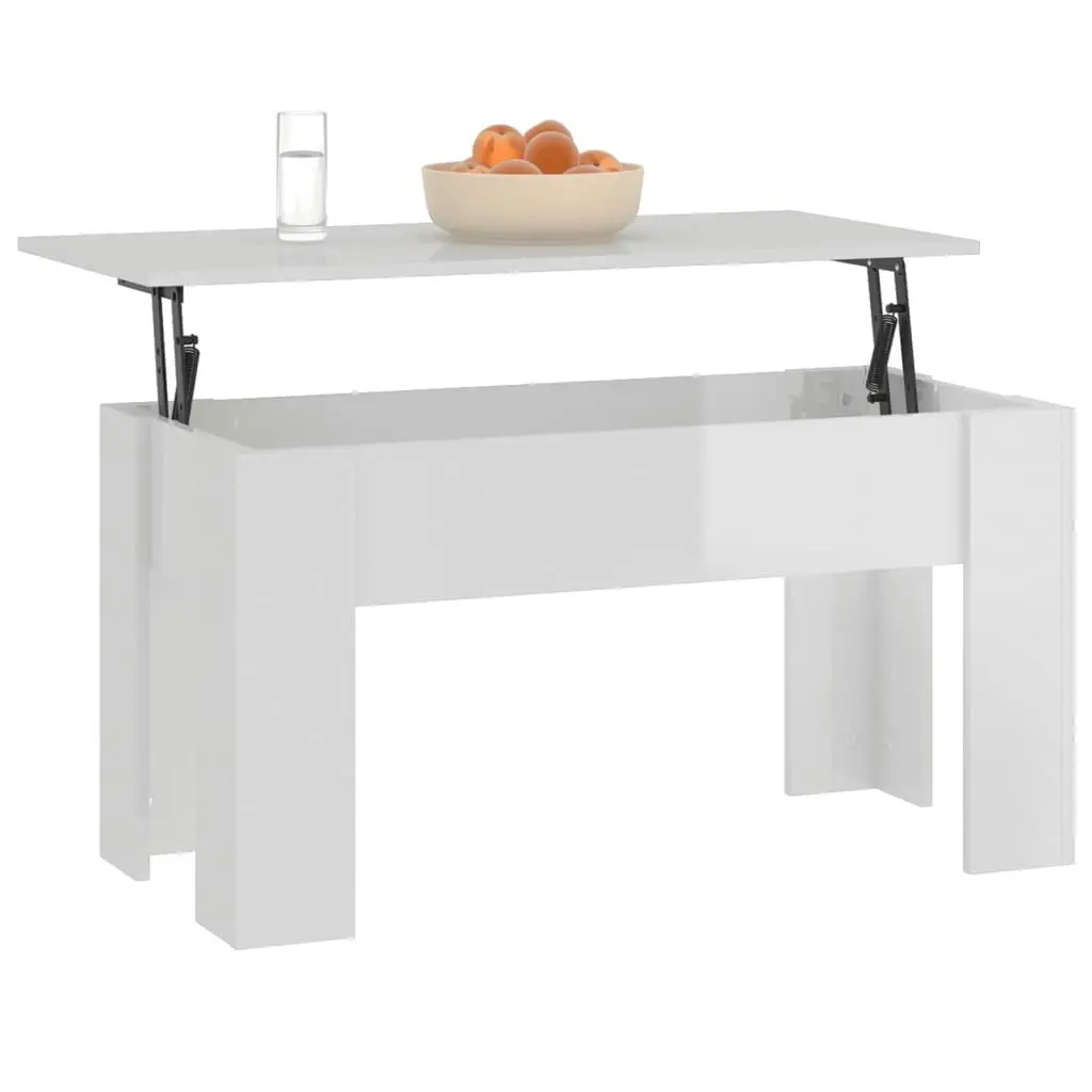 Coffee Table High Gloss White 101x49x52 cm Engineered Wood 809689