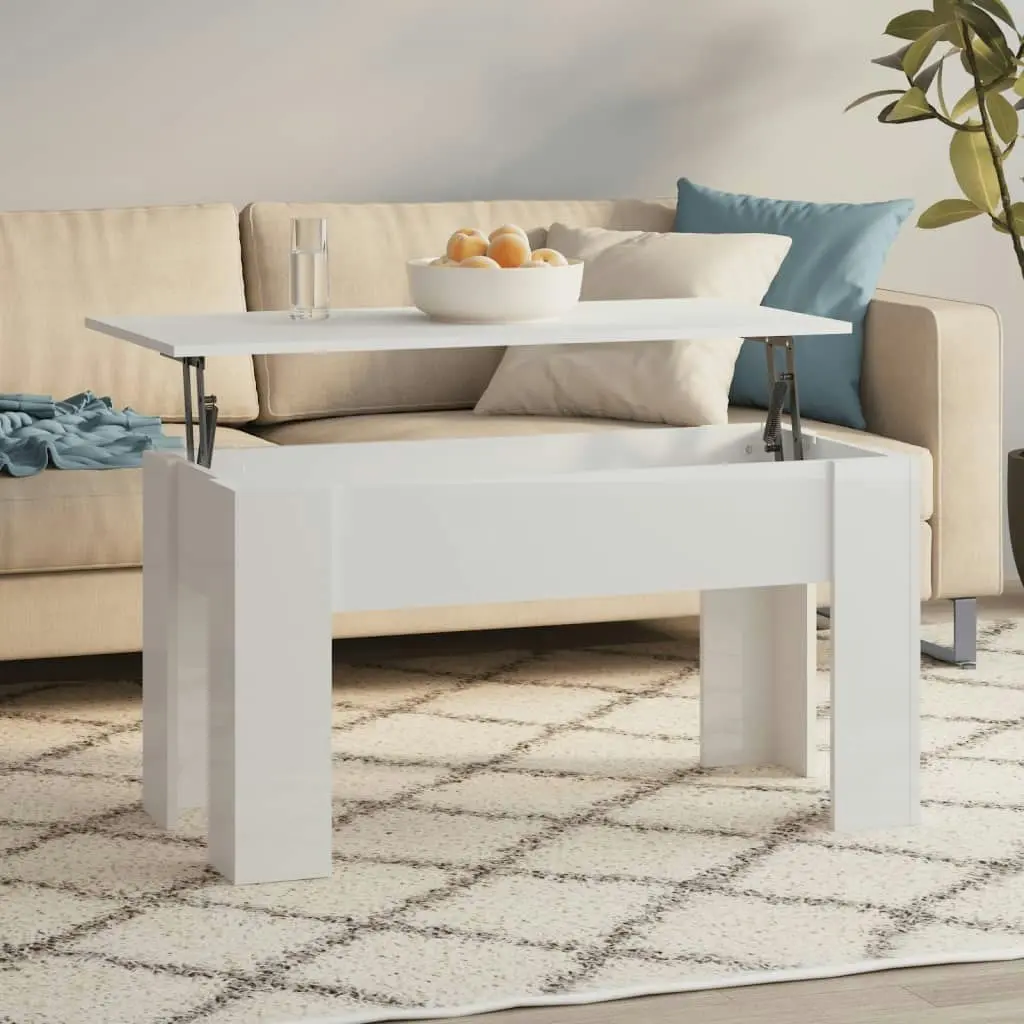 Coffee Table High Gloss White 101x49x52 cm Engineered Wood 809689