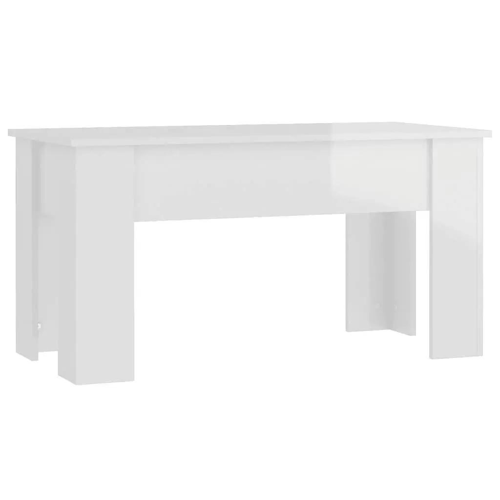 Coffee Table High Gloss White 101x49x52 cm Engineered Wood 809689