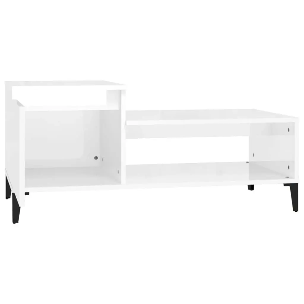 Coffee Table High Gloss White 100x50x45 cm Engineered Wood 821134