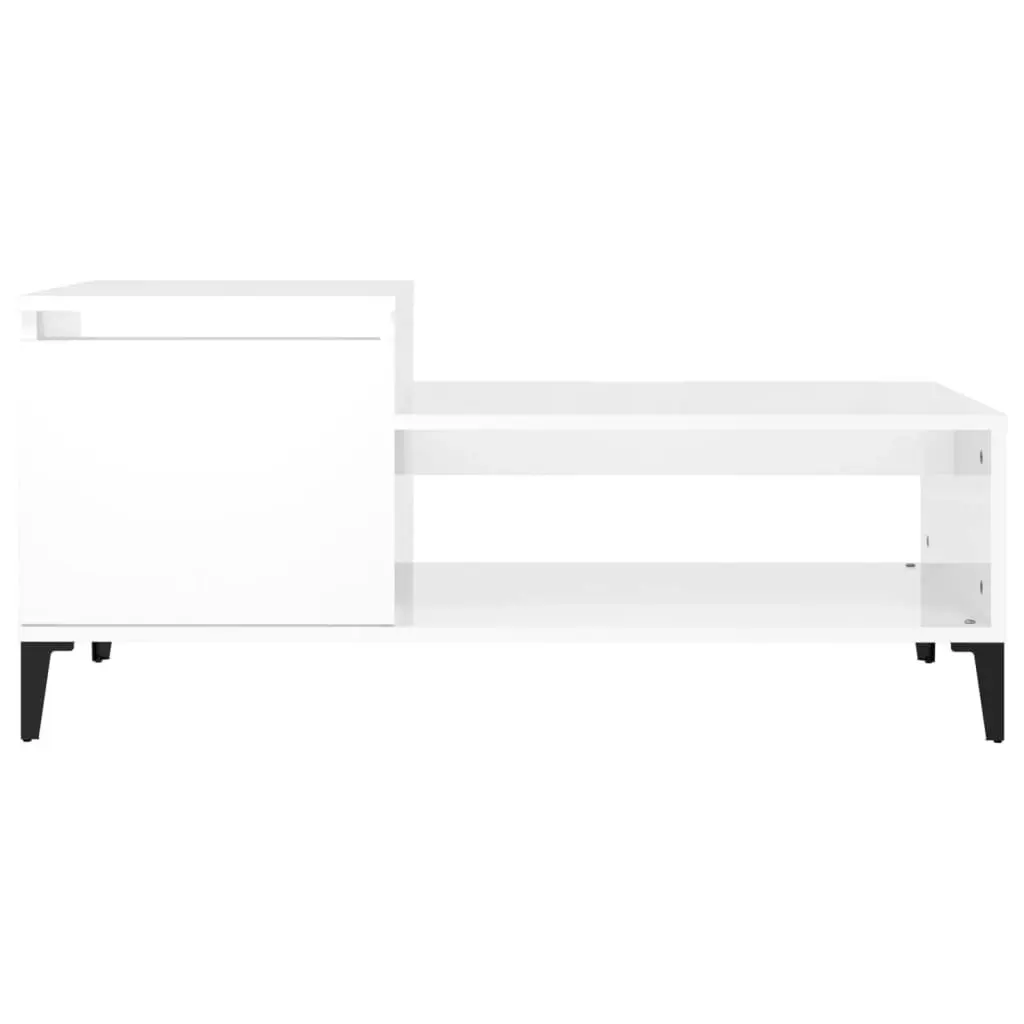 Coffee Table High Gloss White 100x50x45 cm Engineered Wood 821134