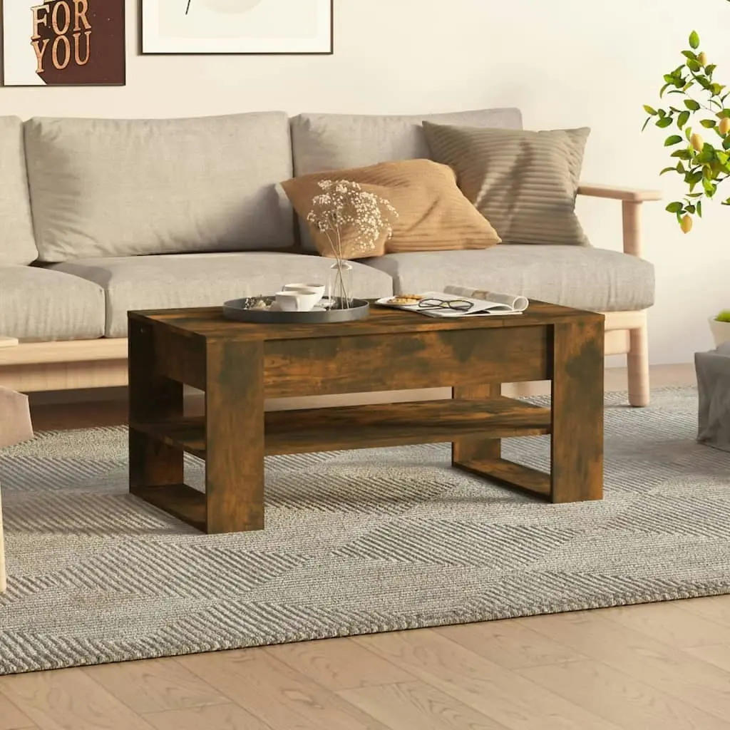 Coffee Table Smoked Oak 102x55x45 cm Engineered Wood 816928