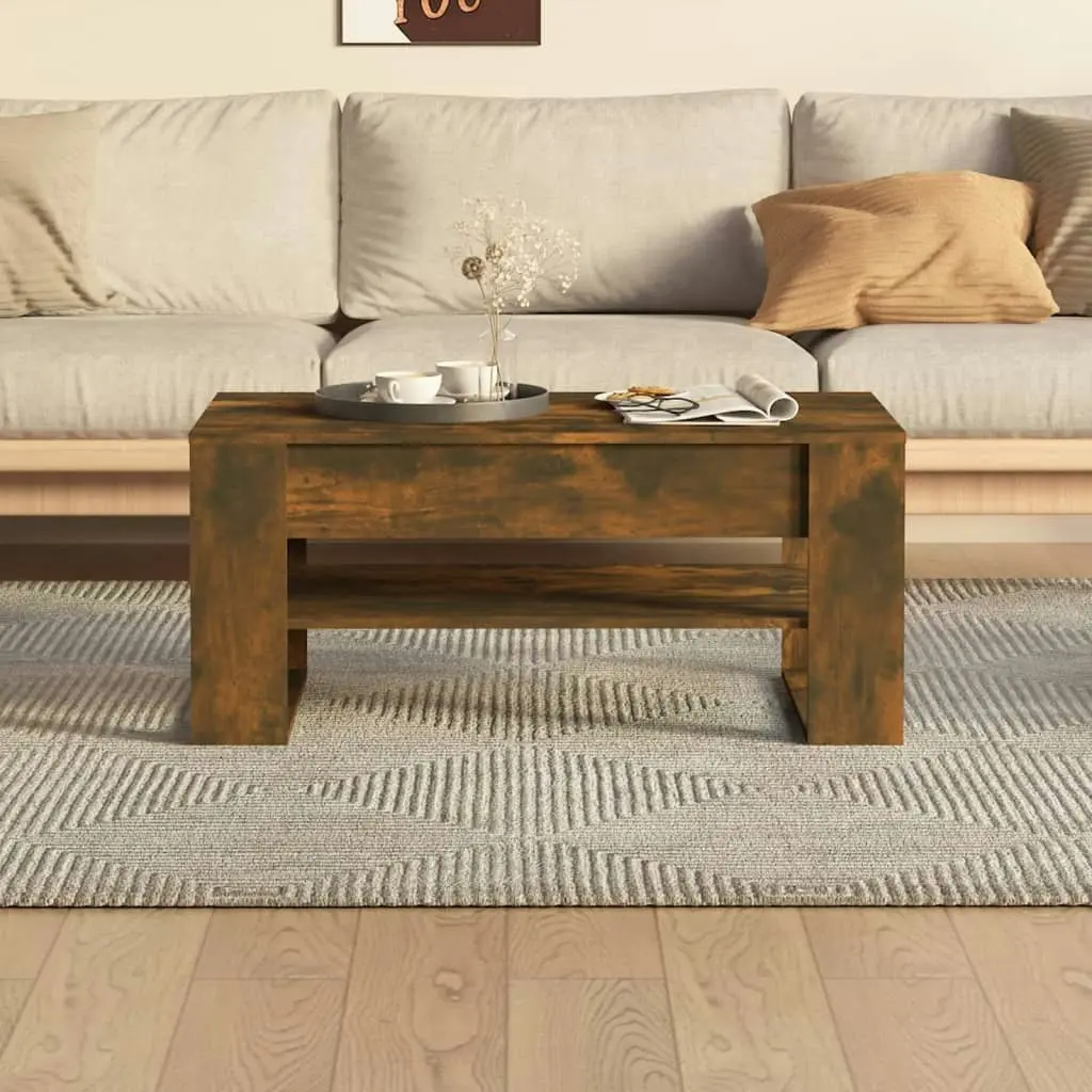 Coffee Table Smoked Oak 102x55x45 cm Engineered Wood 816928