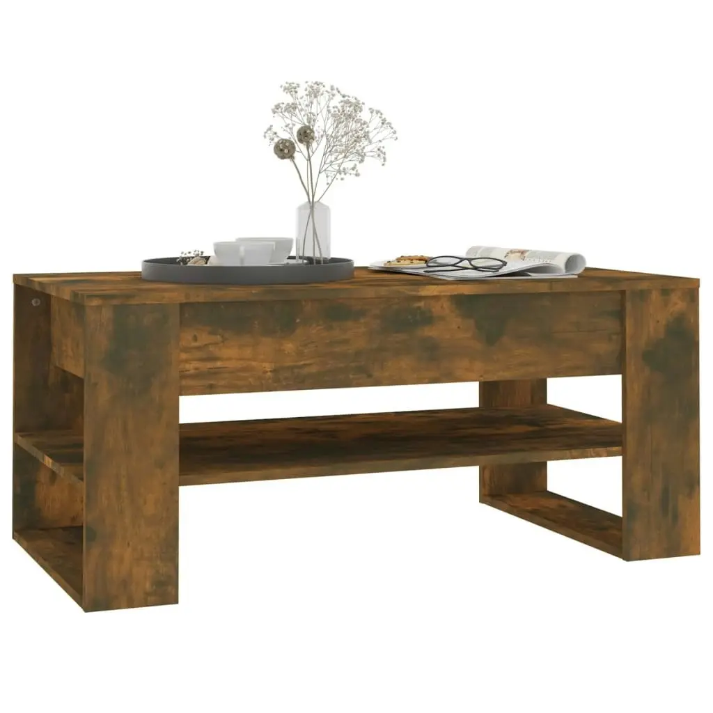 Coffee Table Smoked Oak 102x55x45 cm Engineered Wood 816928