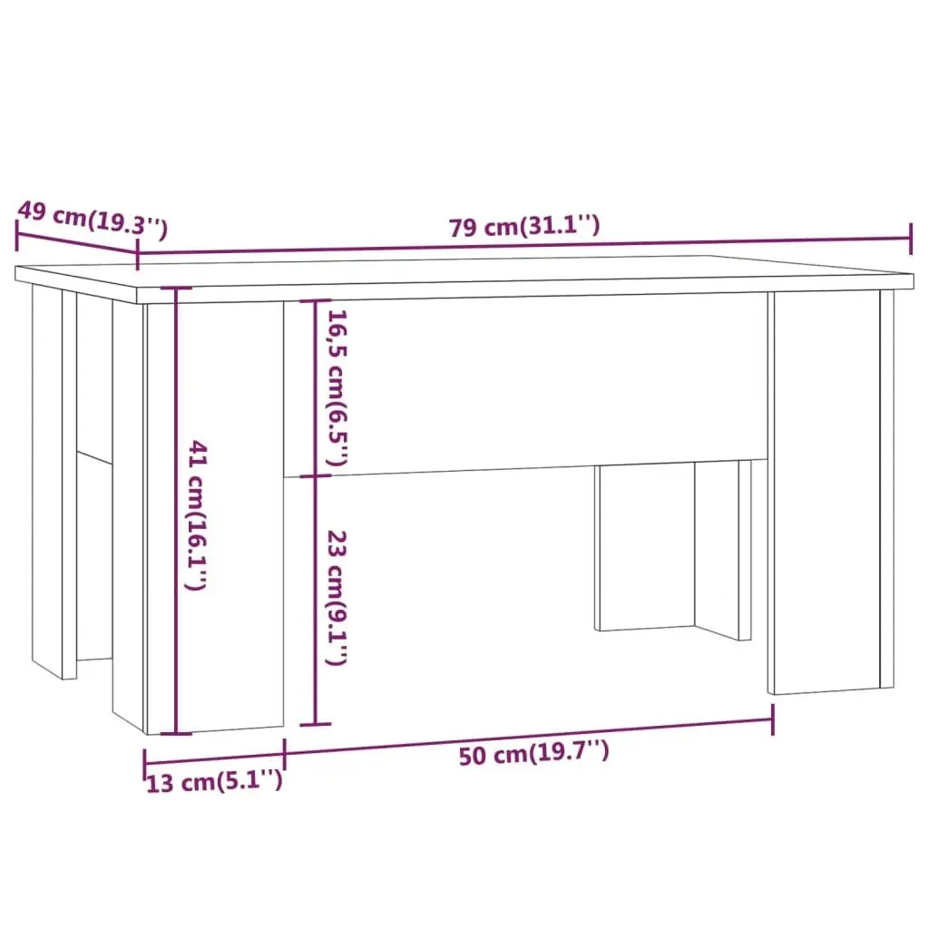 Coffee Table Grey Sonoma 79x49x41 cm Engineered Wood 819282