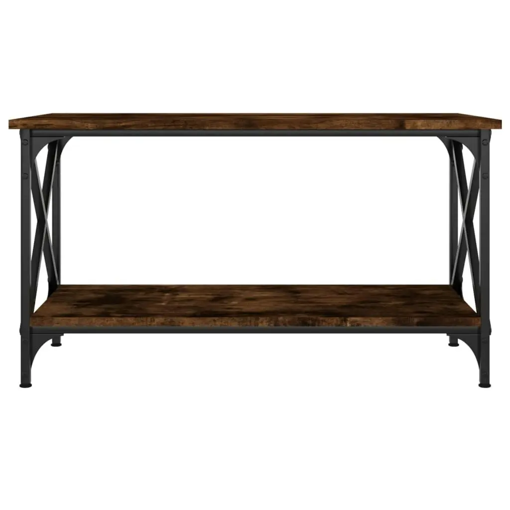 Coffee Table Smoked Oak 80x45x45 cm Engineered Wood and Iron 823324