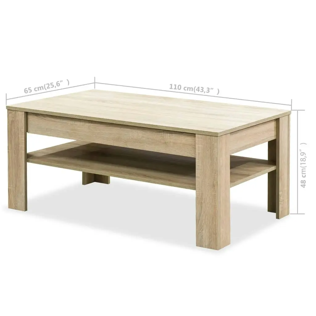 Coffee Table Engineered Wood 110x65x48 cm Oak 244860