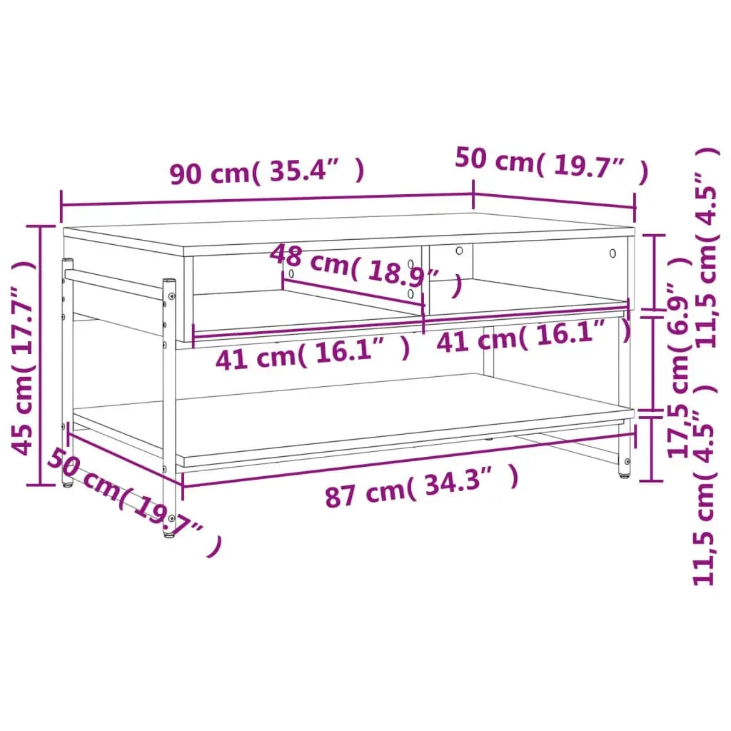 Coffee Table Black 90x50x45 cm Engineered Wood 838968