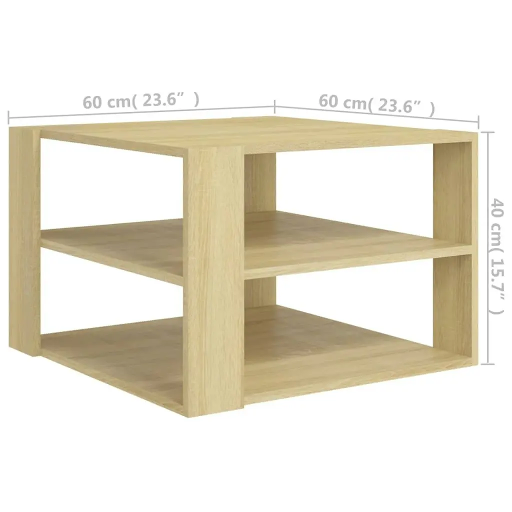 Coffee Table Sonoma Oak 60x60x40 cm Engineered Wood 806322