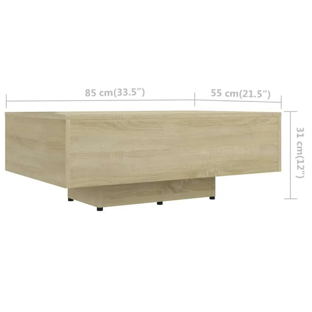 Coffee Table Sonoma Oak 85x55x31 cm Engineered Wood 803383