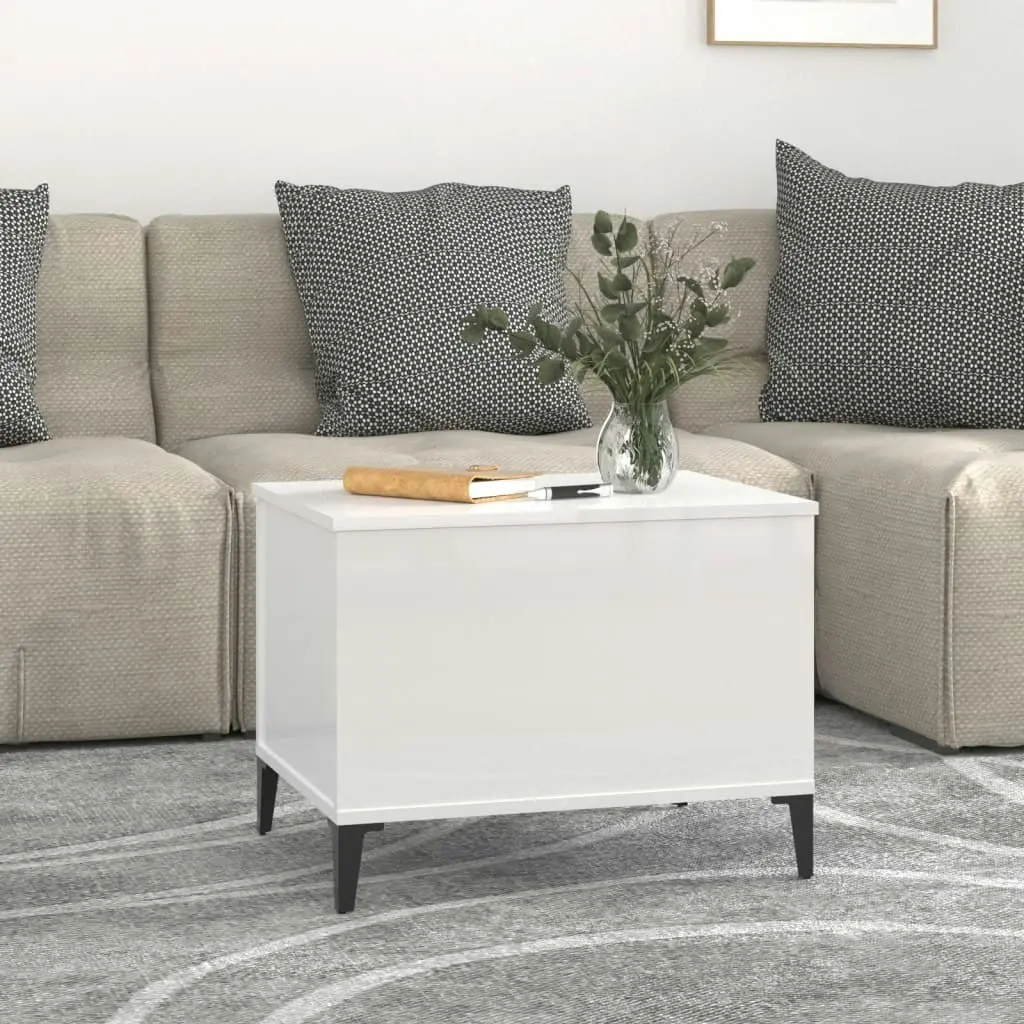 Coffee Table High Gloss White 60x44.5x45 cm Engineered Wood 819574