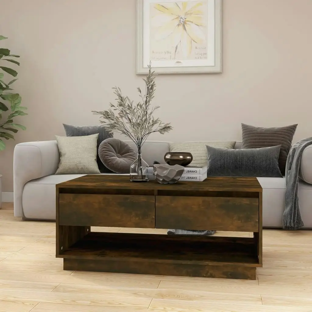 Coffee Table Smoked Oak 102.5x55x44 cm Engineered Wood 812978